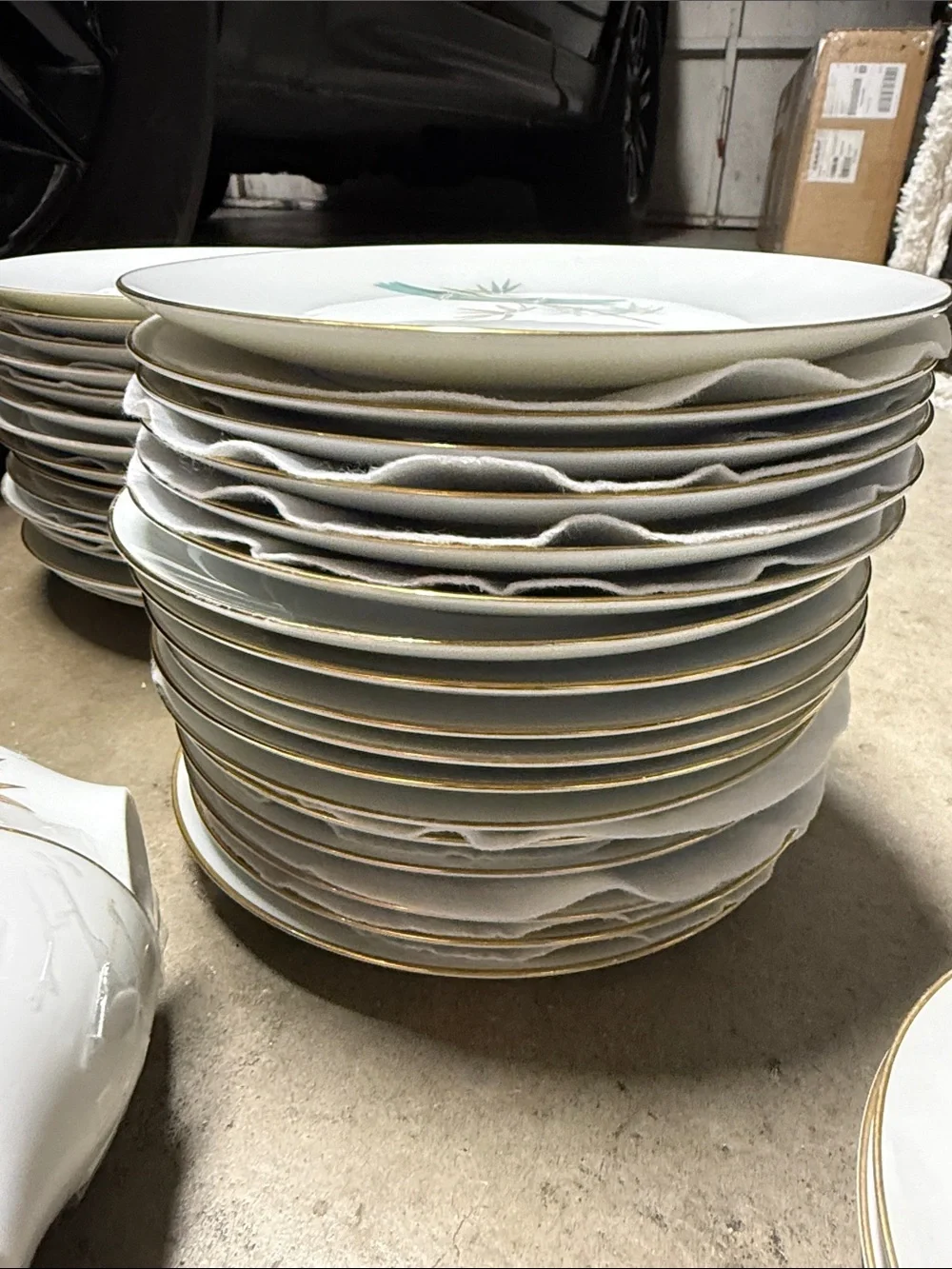 Vintage Noritake Oriental 6341 Japan 55-Piece China Set Bamboo Gold Trim dinner